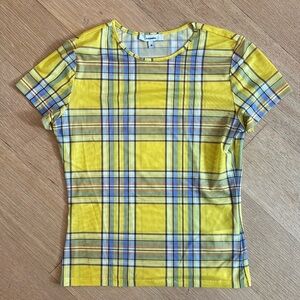 Miaou yellow plaid sheer tee - size M - Cher from Clueless